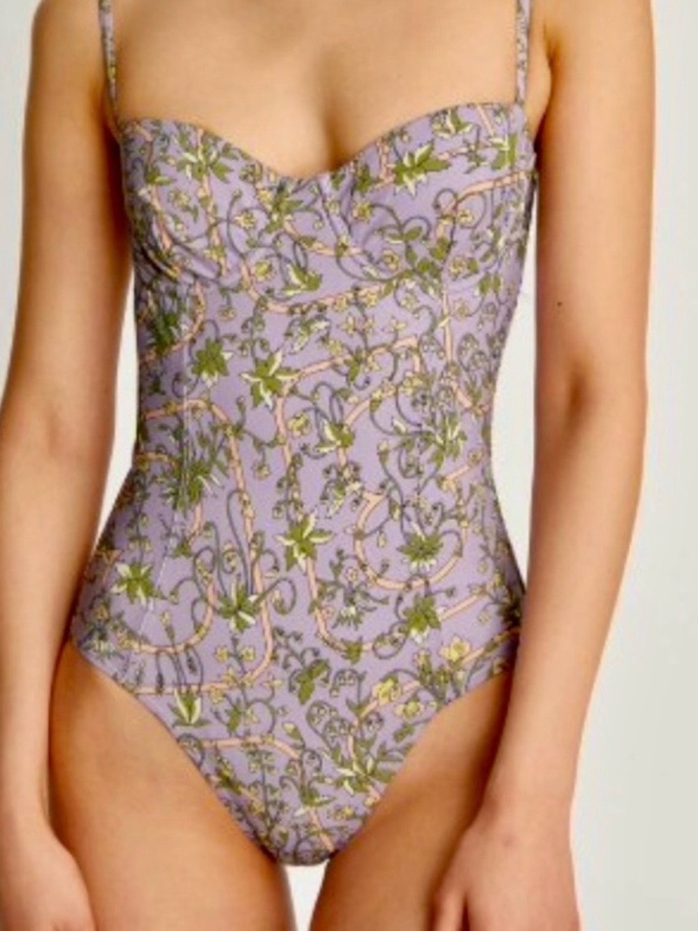 TORY BURCH LILAC GARDEN SWIMSUIT, Size L•NEW WITH TAG-NEVER WORN•